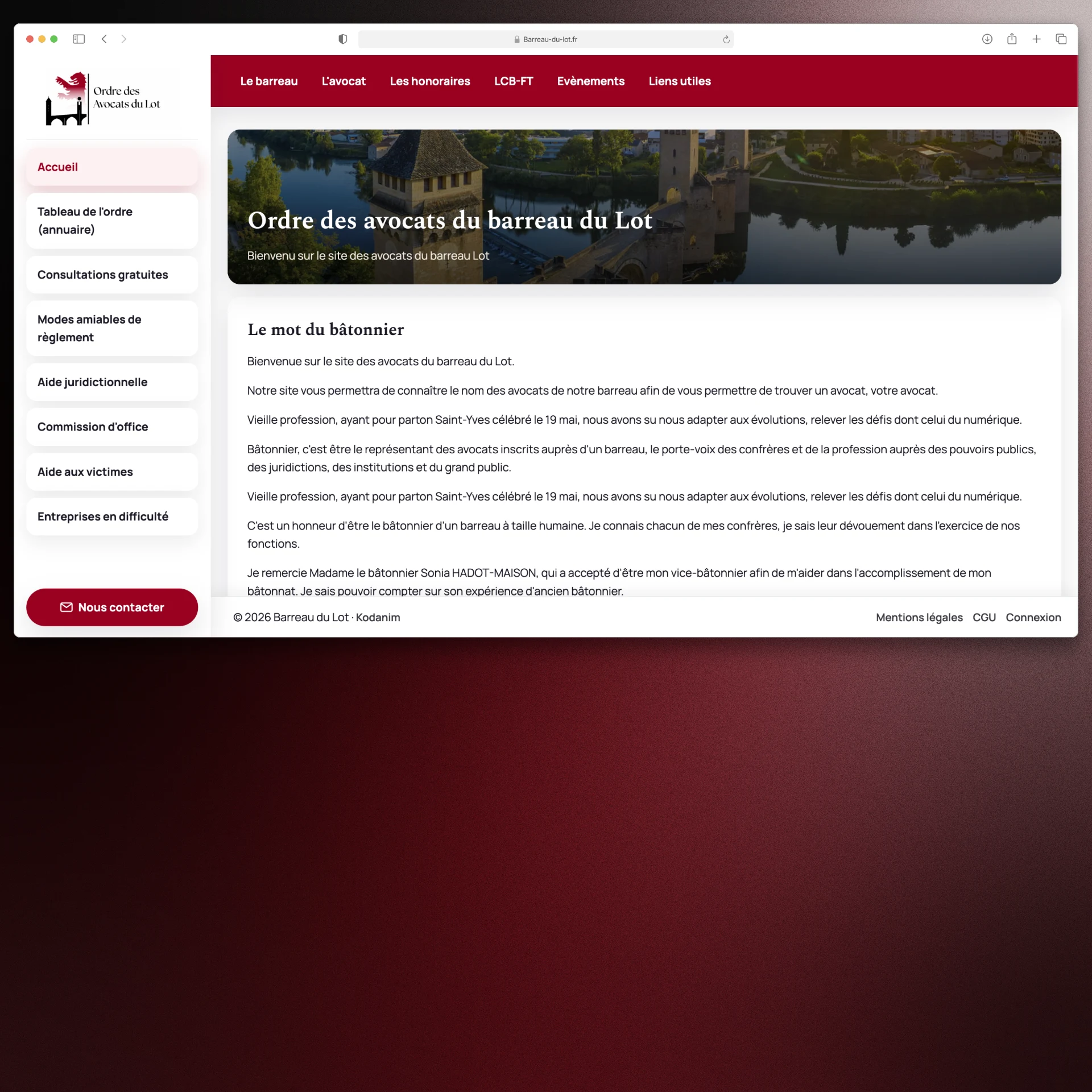 Site web Barreau du Lot